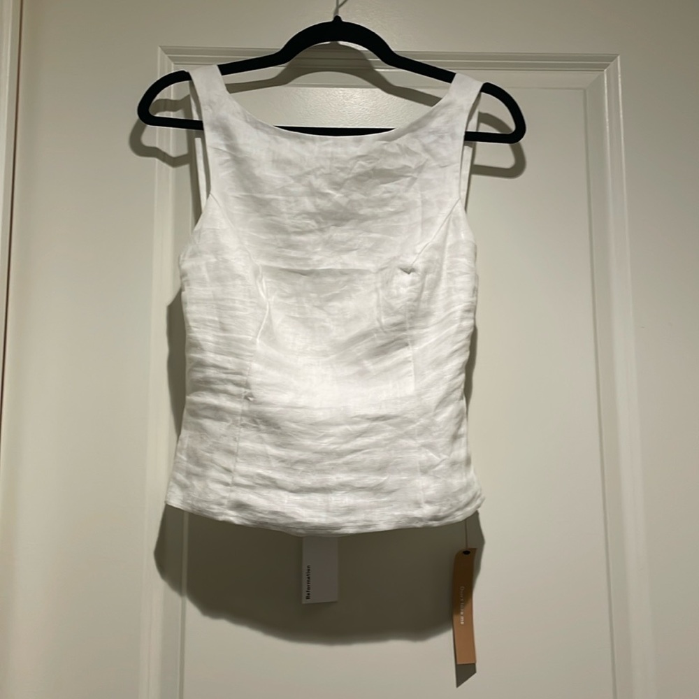 Reformation Marleigh Linen Top White Size 4 NWT